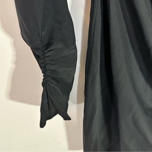 ASOS DESIGN Black Ruched Draped Long Sleeve Mini Dress Party Holiday Size 4 - Picture 7 of 11